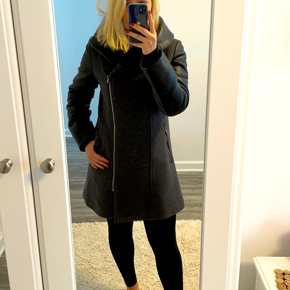 Luxury leather & wool winter coat